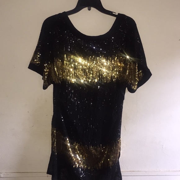 black and gold sequin top